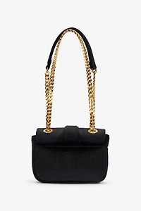 Black Velvet Shoulder Bag Snake Buckle