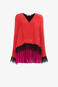 Lace-detailed velvet dress