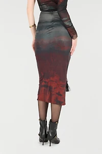 Mottled-Effect Midi Skirt
