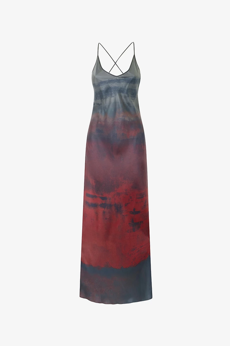 Long Slip Dress With A Mottled Effect
