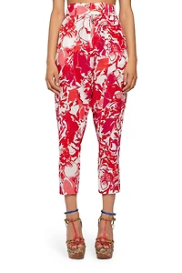 Hydrangea print cropped trousers