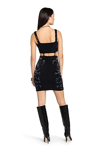 Leopard Bead-Embellished Mini Dress