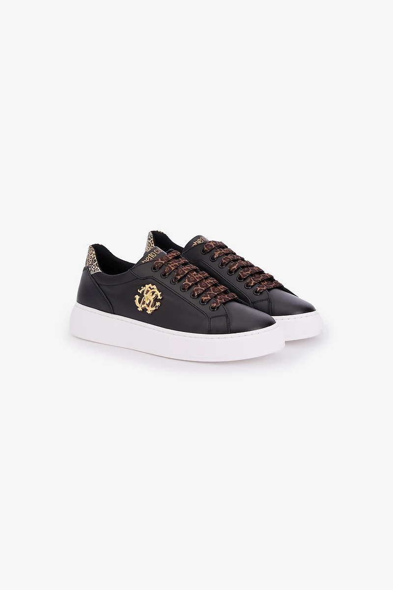 Black Leather Sneaker With Monogram RC