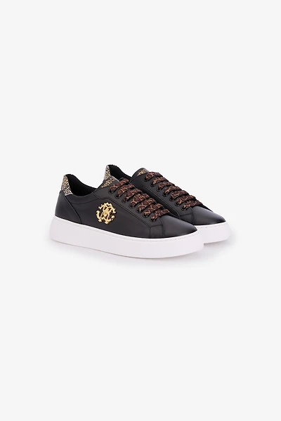 Black Leather Sneaker With Monogram RC
