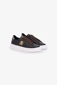 Black Leather Sneaker With Monogram RC
