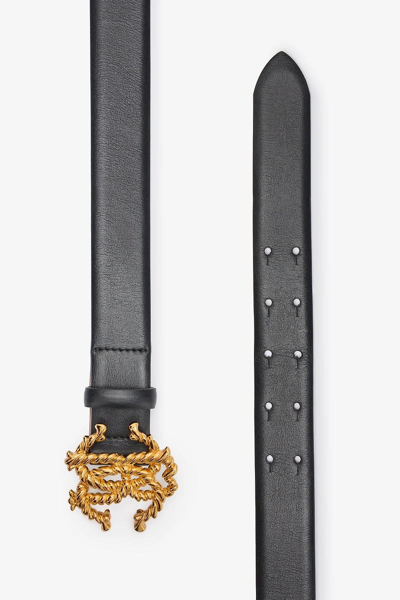 Leather Belt with Logo Buckle