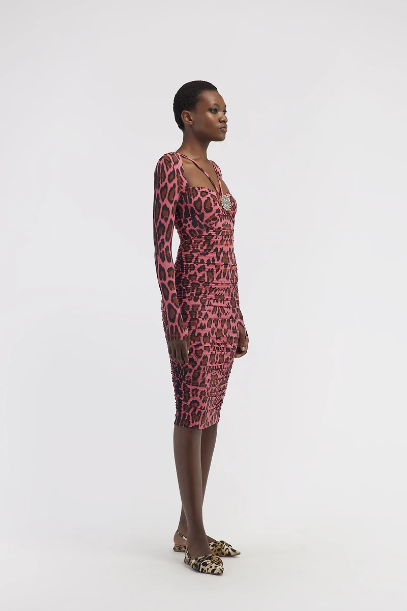 Midi dress with Leopard print