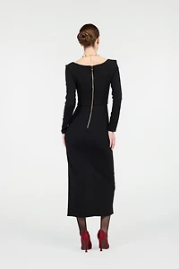 Black Midi Dress With Slit