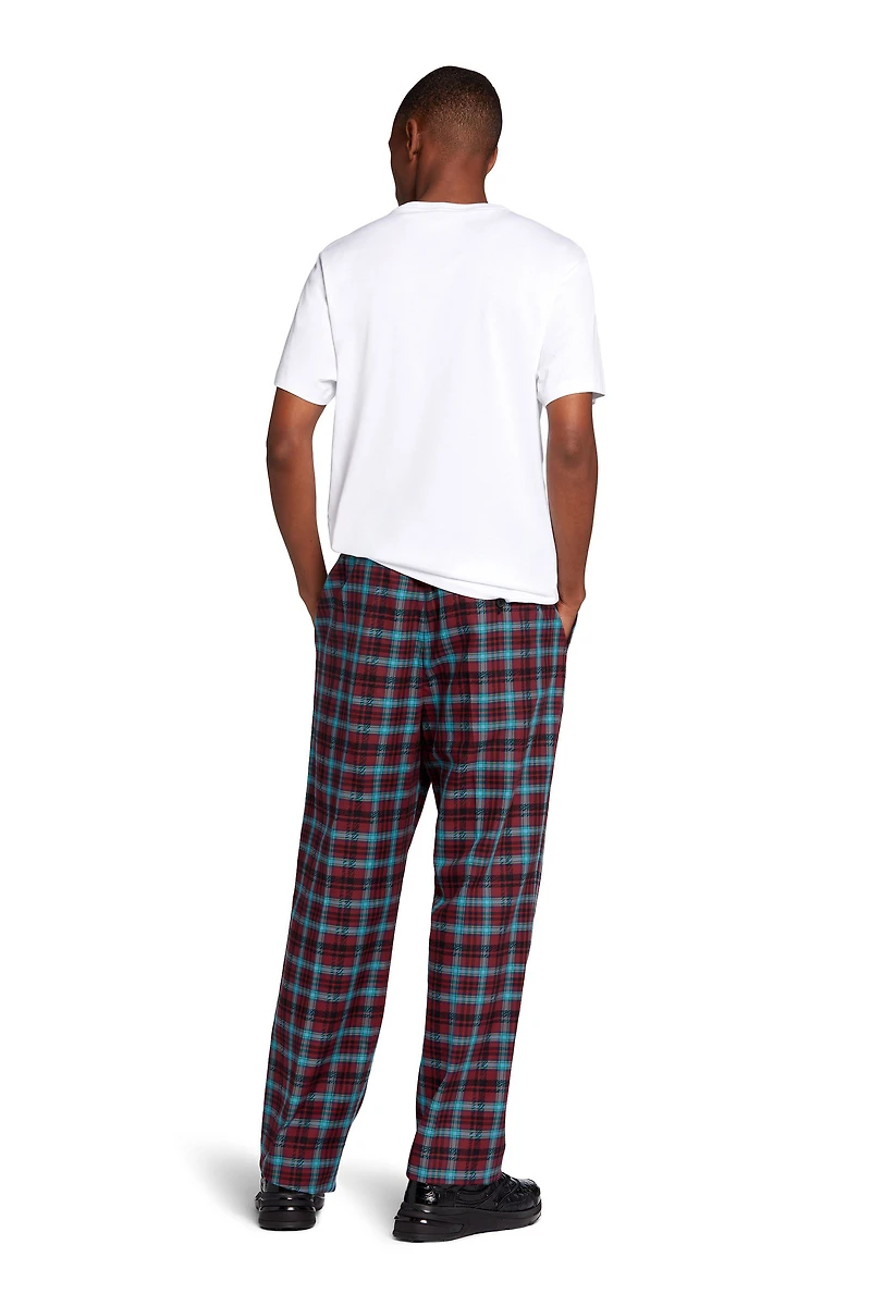 Zebra Tartan-Print Cotton Lounge Trousers