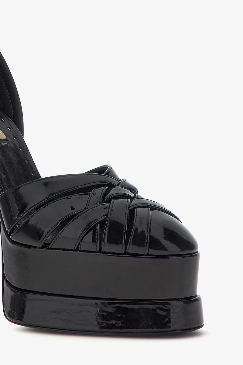 Platform sandals with woven upper