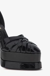 Platform sandals with woven upper