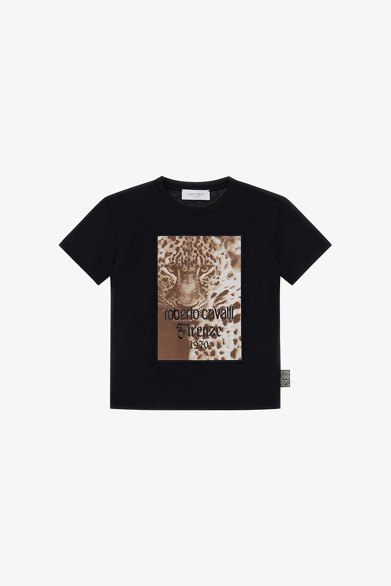 T-Shirt With Jaguar And Lettering