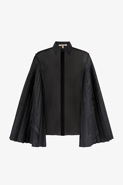 Pleated bell-sleeve shirt