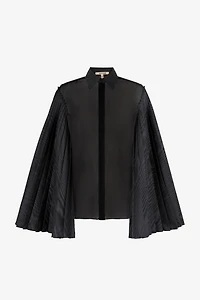 Pleated bell-sleeve shirt