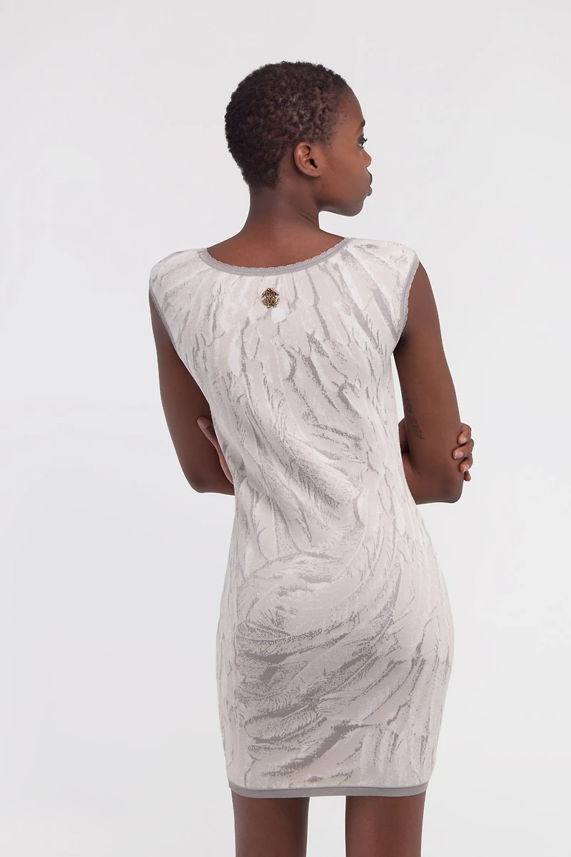 Ice Feathers Print Mini Dress