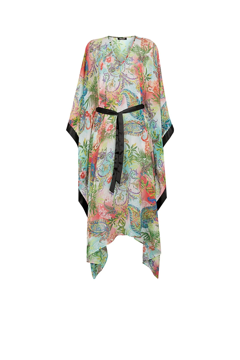 Botanical-Print Kaftan Dress