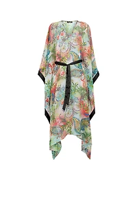 Botanical-Print Kaftan Dress