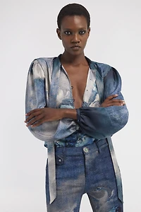 Shirt with Denim Wild Leda print