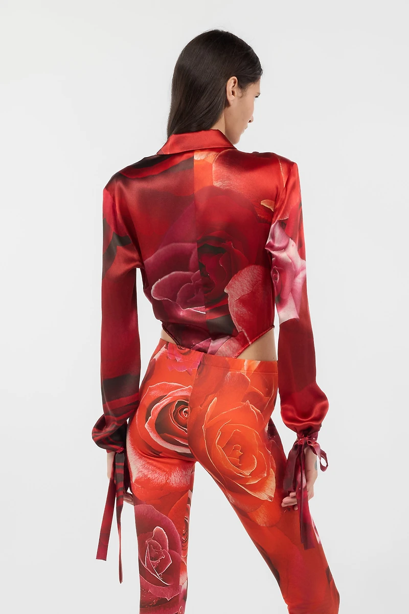 Bodysuit Shirt With Garden Rose Print