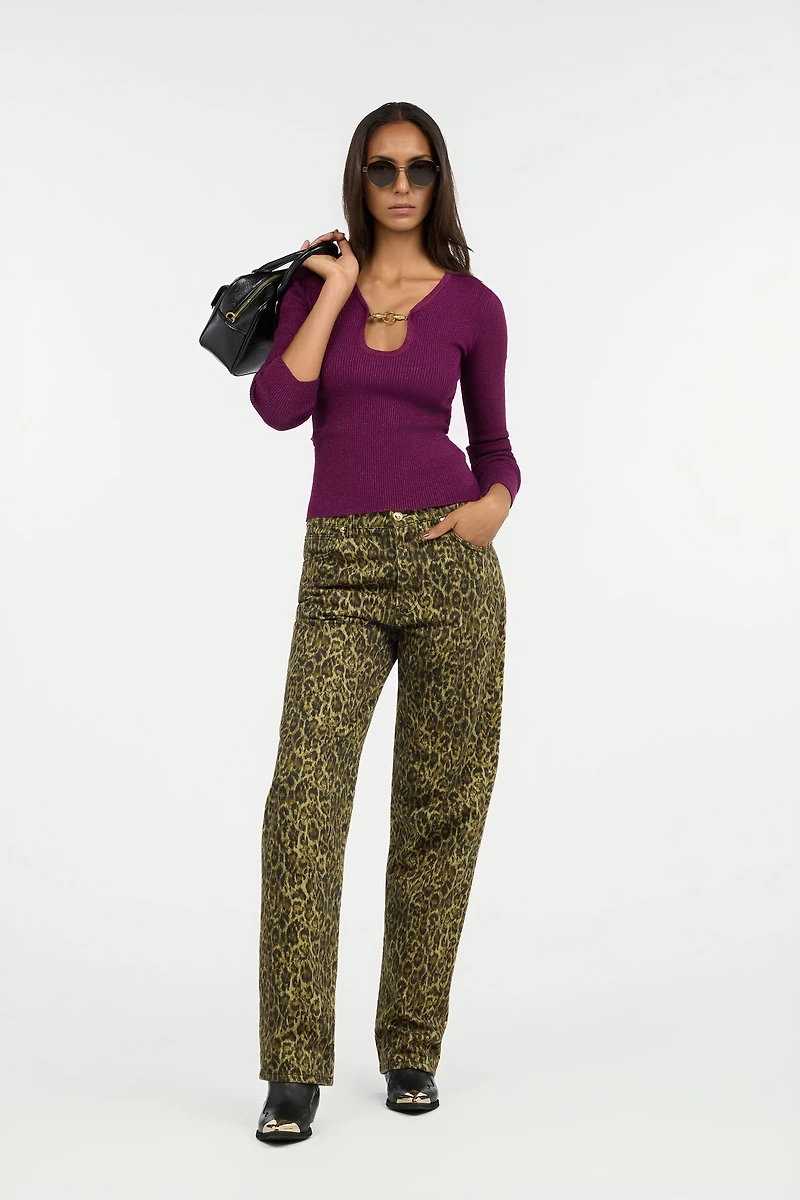 Purple Lurex Sweater With Snake Detail
