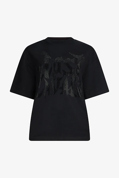 Just Cavalli Black T-Shirt with Rhinestone Logo