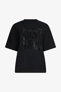 Just Cavalli Black T-Shirt with Rhinestone Logo