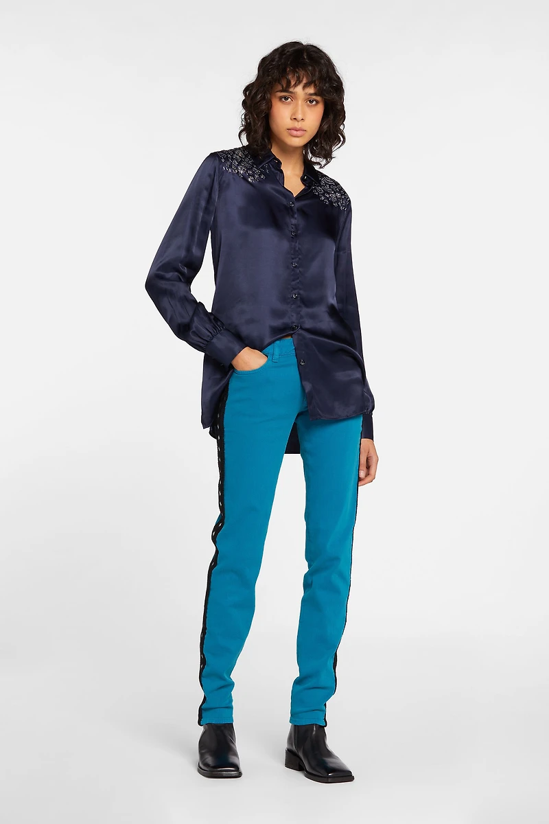 Just Cavalli Crochet-Stripe Jeans