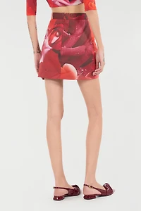 Miniskirt With Rose Print