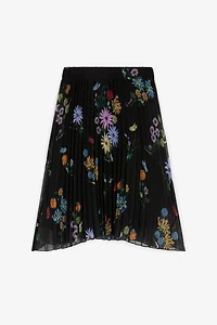Floral-Print Pleated Skirt
