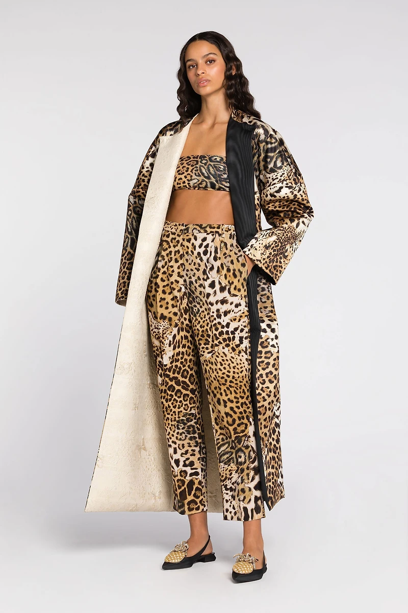 Leopard-print cropped trousers