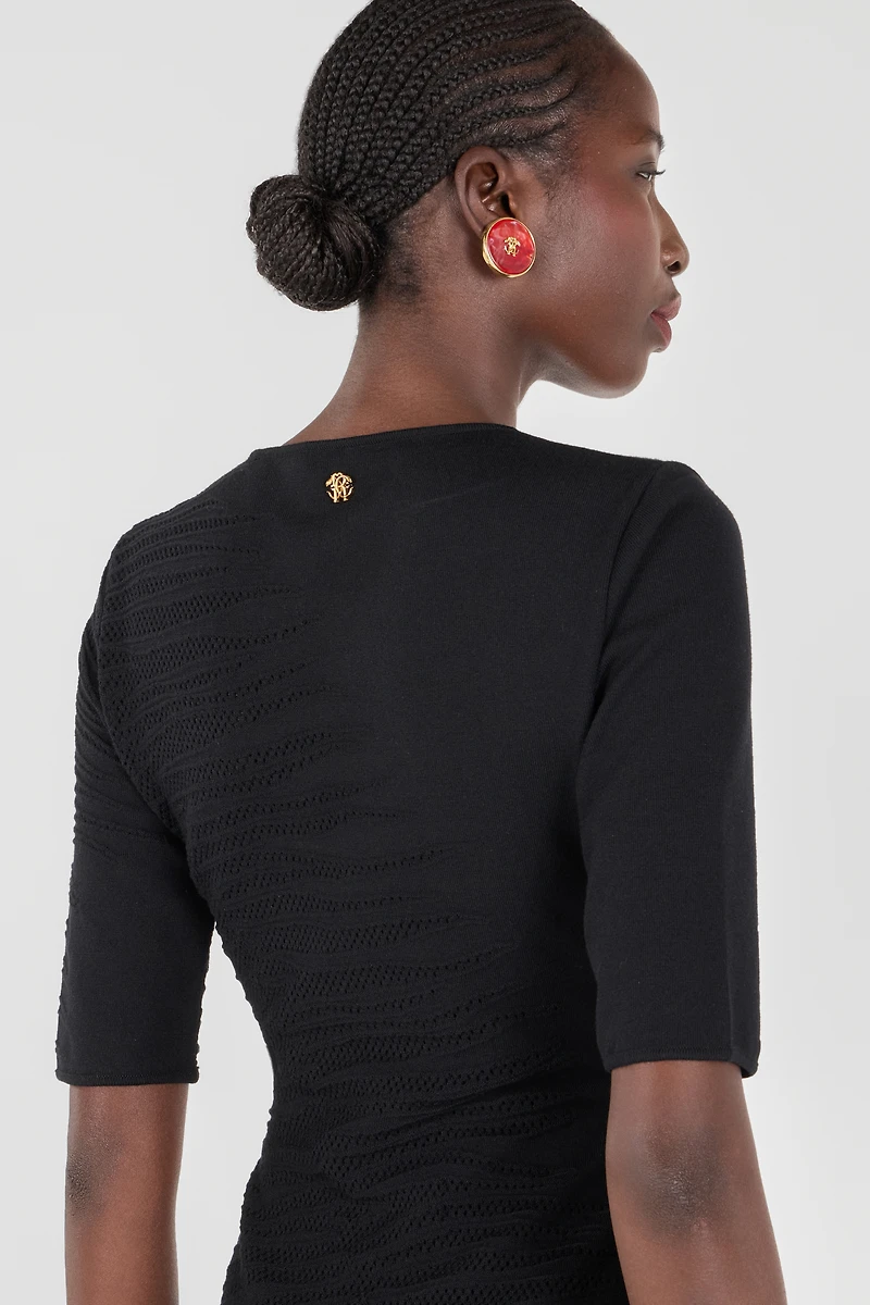 Midi Dress With White Tigress Openwork Detailing