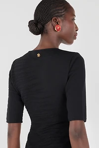 Midi Dress With White Tigress Openwork Detailing