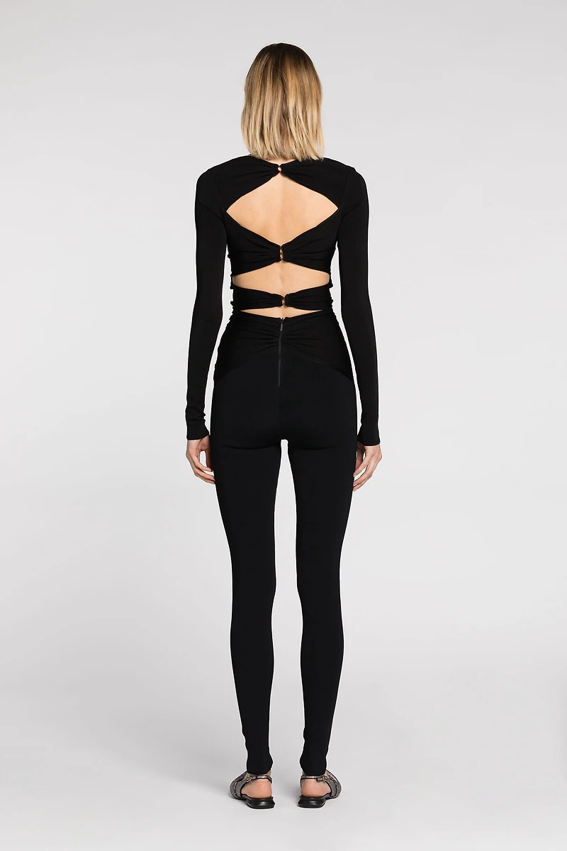 Cut-out long-sleeve jumpsuit