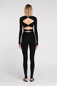 Cut-out long-sleeve jumpsuit