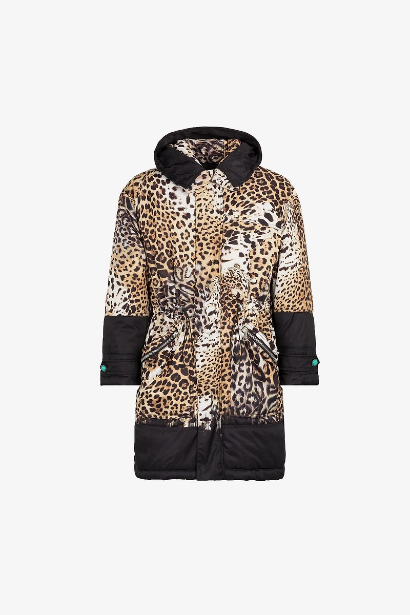 Leopard-Print Padded Coat