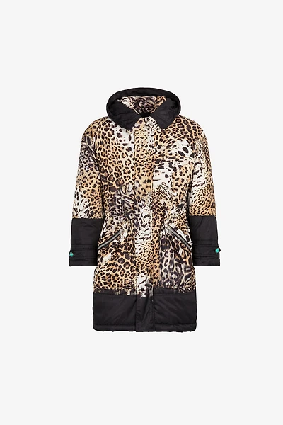 Leopard-Print Padded Coat