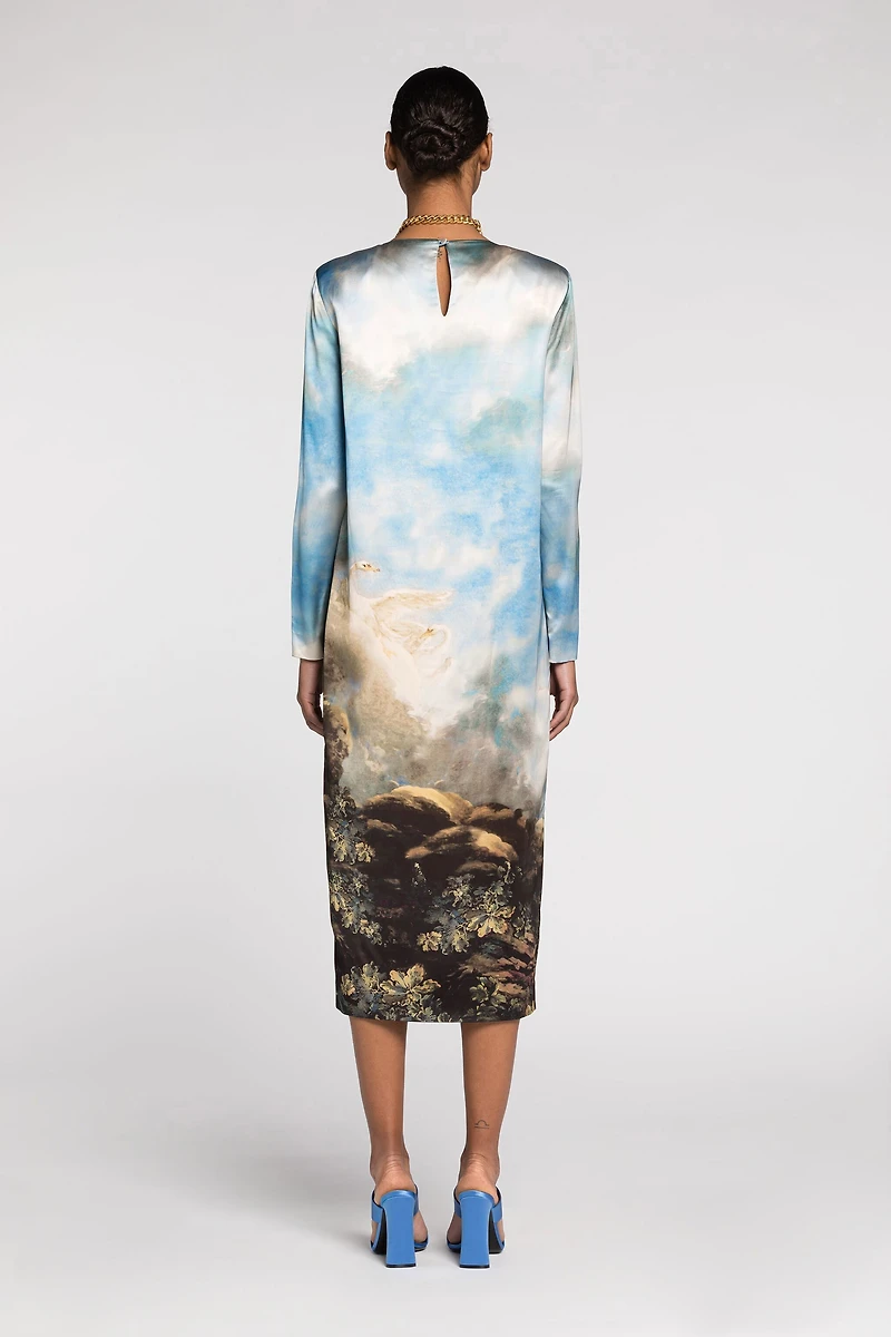 Graphic-print mid-length dress