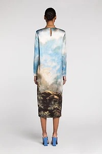 Graphic-print mid-length dress