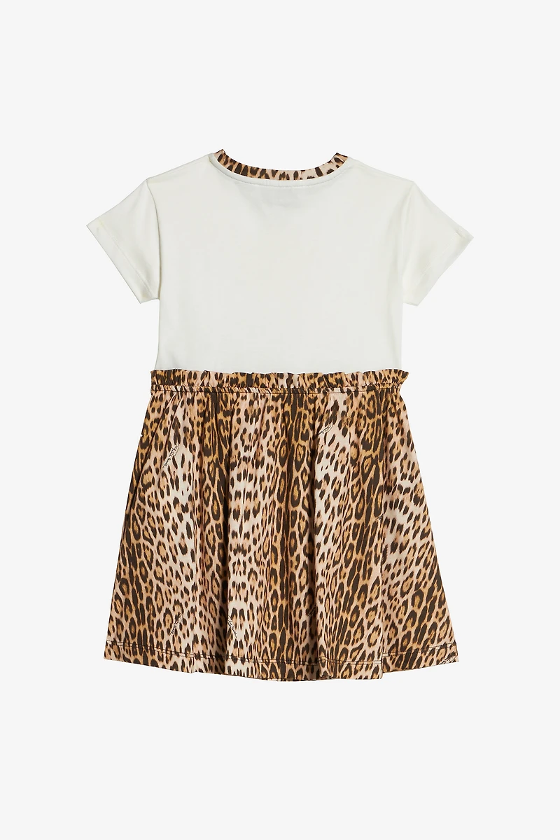 Cotton Dress With Jaguar Skin Skirt