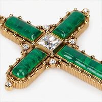 Green Jewelled Cross Necklace