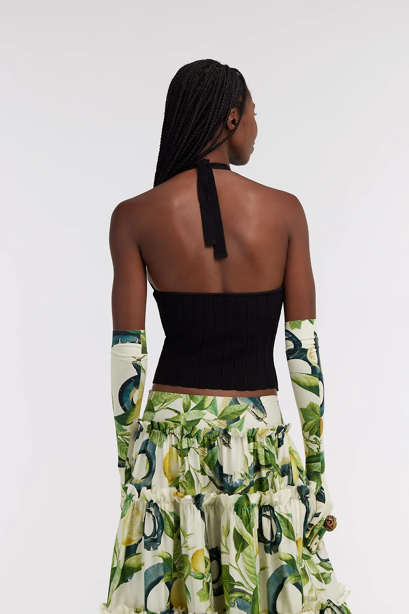 Black Ribbed Halter Top