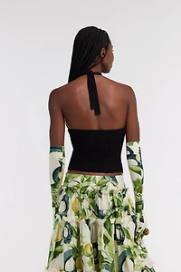 Black Ribbed Halter Top