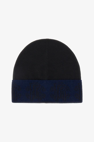 Black Wool Hat Beanie With Logo Band