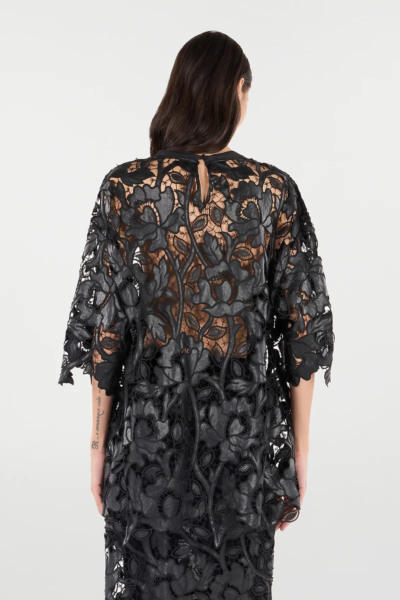 Lace Top With Floral Macramé