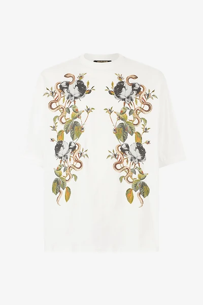 T-Shirt With Roses And Snakes