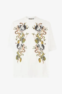 T-Shirt With Roses And Snakes