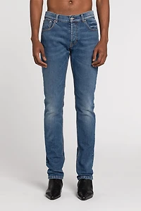 Mirror Snake-Embroidered Slim-Fit Jeans