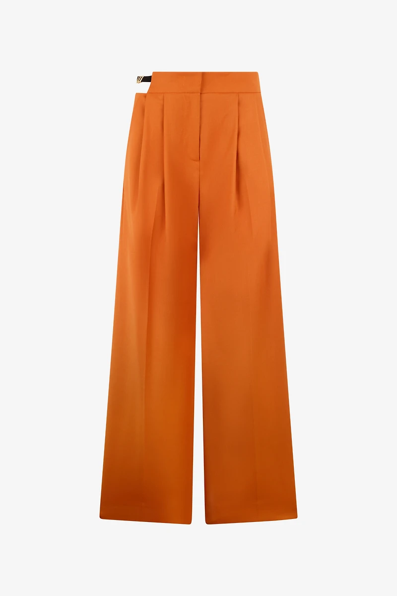 Orange Wide-Leg Trousers With Cut-Out