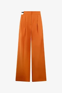 Orange Wide-Leg Trousers With Cut-Out