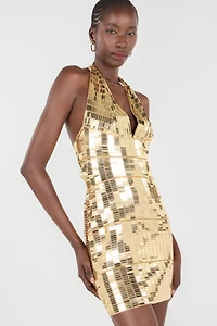 Mini Dress With Gold Appliqués